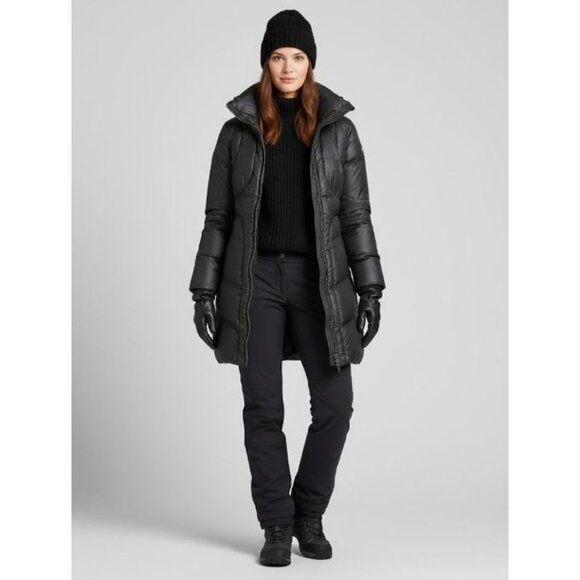 Armani Exchange Black Quilted Zip Closure High Collar Long Puffer Coat Women's M - Picture 5 of 11